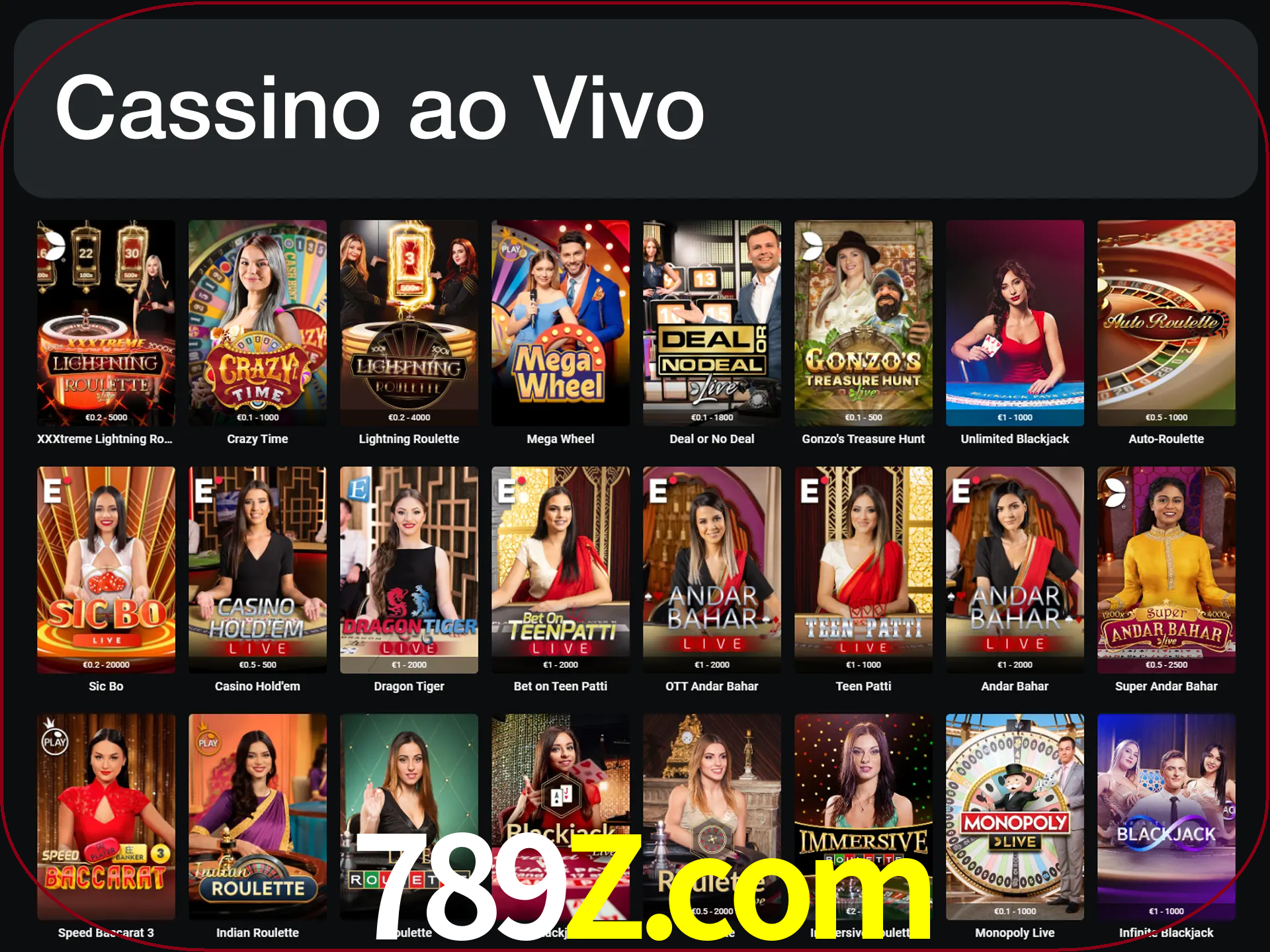 Jogue jogos de cassino com um verdadeiro dealer.